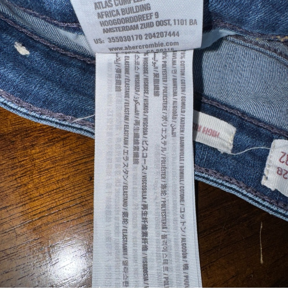 Hollister High Rise Super Skinny Distressed Blue Denim Jeans Long 7 W 28 L 32 - Picture 8 of 9